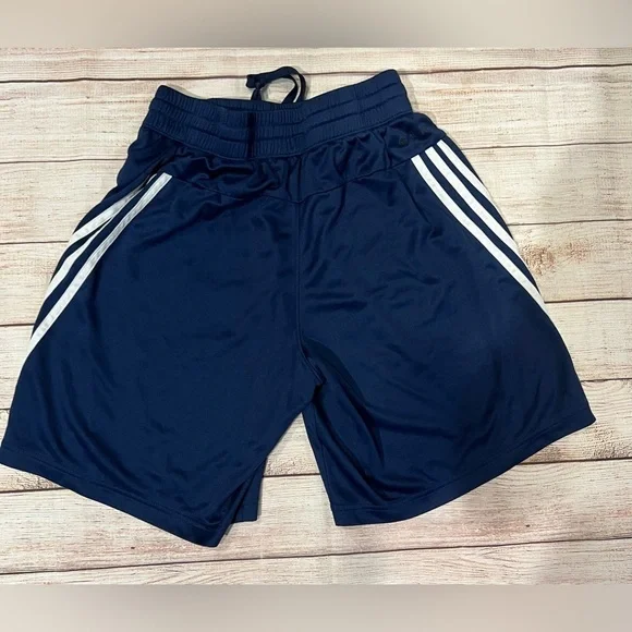 Adidas Men's 3 Stripe Shorts Blue Size Medium - Picture 2 of 3